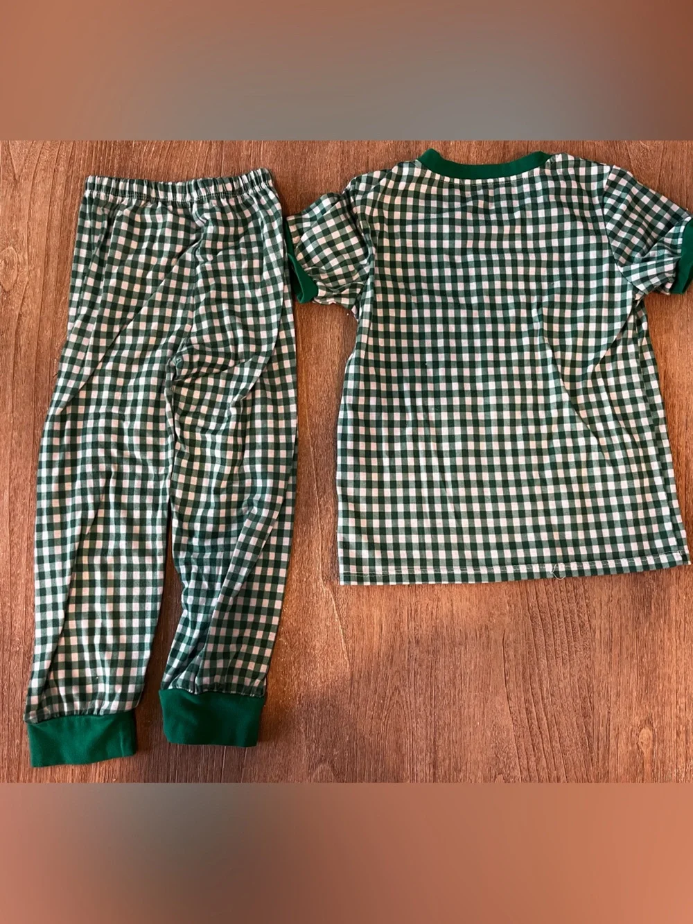 Masters Embroidered Green Gingham Kids Pajama Set with Golf Motif